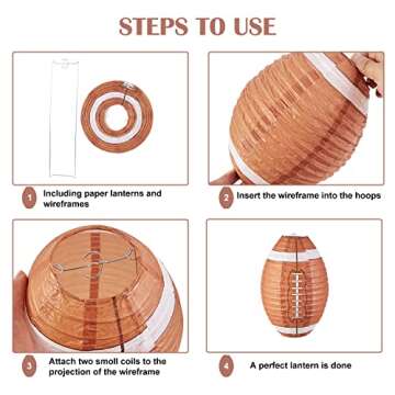 Easy Joy 3 PCS 12'' Football Party Decorations Football Lanterns Football Paper Lanterns Football Hanging Lanterns Creative Football Party Decorations