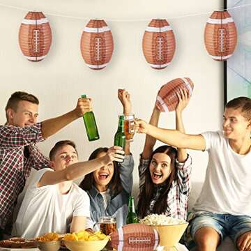 Easy Joy 3 PCS 12'' Football Party Decorations Football Lanterns Football Paper Lanterns Football Hanging Lanterns Creative Football Party Decorations