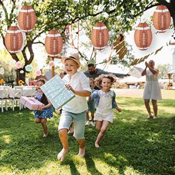 Easy Joy 3 PCS 12'' Football Party Decorations Football Lanterns Football Paper Lanterns Football Hanging Lanterns Creative Football Party Decorations