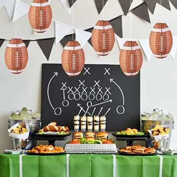 Easy Joy 3 PCS 12'' Football Party Decorations Football Lanterns Football Paper Lanterns Football Hanging Lanterns Creative Football Party Decorations