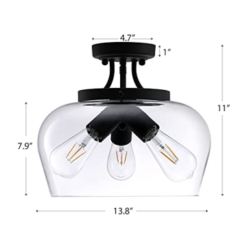 Modern Industrial 3 Bulb Ceiling Light Fixture from VONLUCE