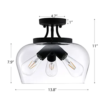 Modern Industrial 3 Bulb Ceiling Light Fixture from VONLUCE