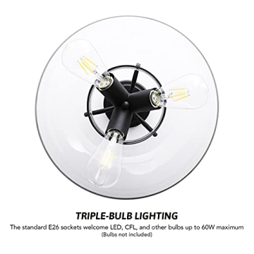 Modern Industrial 3 Bulb Ceiling Light Fixture from VONLUCE