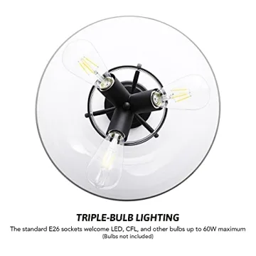 Modern Industrial 3 Bulb Ceiling Light Fixture from VONLUCE