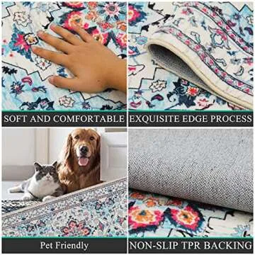 Bsmathom Boho Tribal Runner Rug - Non Slip 2x6Ft Vintage Carpet