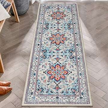 Bsmathom Boho Tribal Runner Rug - Non Slip 2x6Ft Vintage Carpet