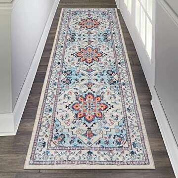 Bsmathom Boho Tribal Runner Rug - Non Slip 2x6Ft Vintage Carpet