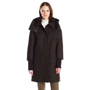 Soia & Kyo Women's Kerriane Diagonal Wool Coat with Hood, Moss, X-Small
