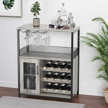 Elegant Amyove Wine Bar Rack Cabinet with Glass Holder