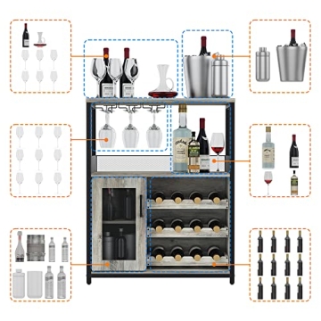 Elegant Amyove Wine Bar Rack Cabinet with Glass Holder