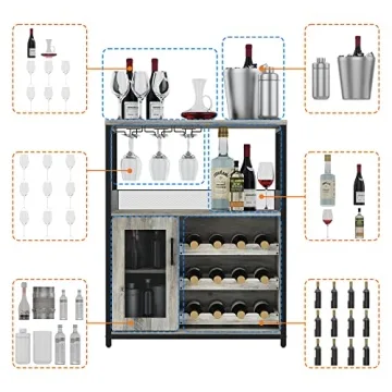 Elegant Amyove Wine Bar Rack Cabinet with Glass Holder