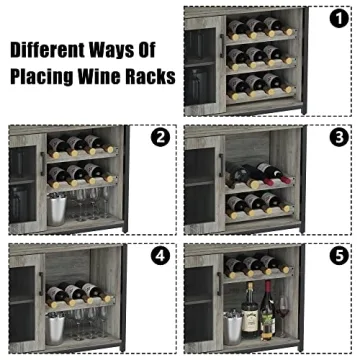 Elegant Amyove Wine Bar Rack Cabinet with Glass Holder