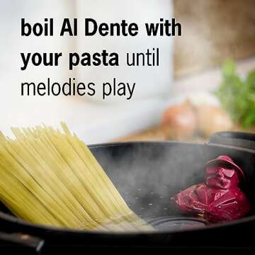 Al Dente - The Singing Floating Pasta Timer: Will Sing Different Tunes when Pasta is Ready at 3, 7, 9, and 11 Minutes, to be Boiled with any Pasta in The Pot, Floats in Cold & Hot Boiling Water