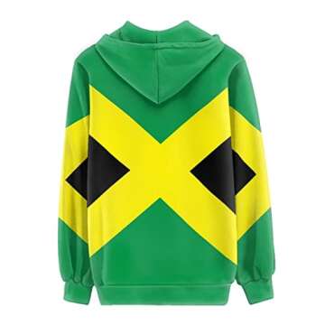 Biyejit Jamaican Flag Print Women Zip Up Hoodies Long Sleeve Hooded Sweatshirts with Pockets Lightwe...