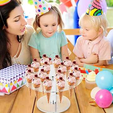 KETAWA Ice Cream Cone Holder, Clear 16 Holes Food Stand,Acrylic Waffle Cone Display Stand,Hand Roll ...