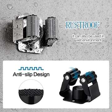 JAMEND CLXP 12PCS Heavy Duty Stainless Steel Mop Holder Organizer - Ideal for Cleaning & Gardening T...