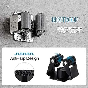 JAMEND CLXP 12PCS Heavy Duty Stainless Steel Mop Holder Organizer - Ideal for Cleaning & Gardening T...