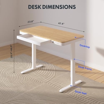 FLEXISPOT Comhar Electric Standing Desk with Drawer USB Ports