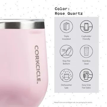 Corkcicle Stemless Wine Tumbler, Gloss Rose Quartz