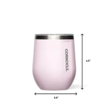 Corkcicle Stemless Wine Tumbler, Gloss Rose Quartz