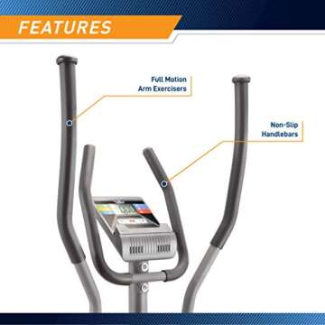 Marcy Magnetic Elliptical Trainer Cardio Workout Machine with Transport Wheels NS-40501E