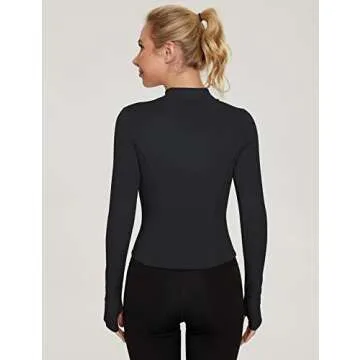 LUYAA Workout Jacket for Women Zip Up Athletic Jackets Slim Fit Yoga Tops Black M