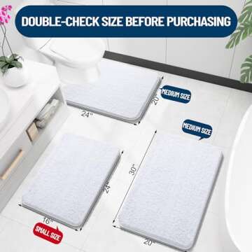 OLANLY Bathroom Rugs 30x20, Extra Soft Absorbent Chenille Bath Rugs, Rubber Backing Quick Dry, Machi...