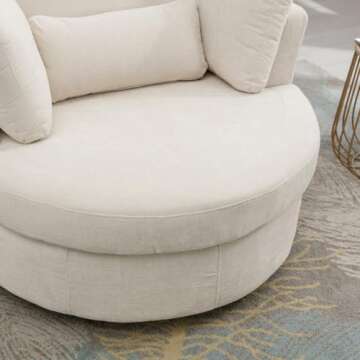 Setawix 42.2" W Swivel Barrel Chair Swivel Accent Sofa with Pillows 360 Degree Swivel Round Sofa Modern Oversized Arm Chair Cozy Club Chair for Bedroom, Living Room, Lounge, Hotel