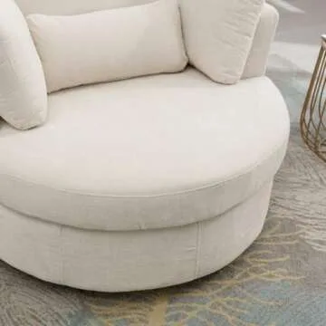 Setawix 42.2" W Swivel Barrel Chair Swivel Accent Sofa with Pillows 360 Degree Swivel Round Sofa Modern Oversized Arm Chair Cozy Club Chair for Bedroom, Living Room, Lounge, Hotel