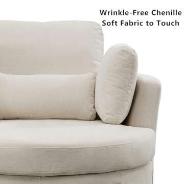 Setawix 42.2" W Swivel Barrel Chair Swivel Accent Sofa with Pillows 360 Degree Swivel Round Sofa Modern Oversized Arm Chair Cozy Club Chair for Bedroom, Living Room, Lounge, Hotel