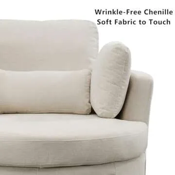 Setawix 42.2" W Swivel Barrel Chair Swivel Accent Sofa with Pillows 360 Degree Swivel Round Sofa Modern Oversized Arm Chair Cozy Club Chair for Bedroom, Living Room, Lounge, Hotel