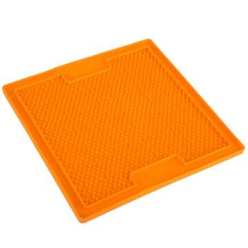 LickiMat Classic Soother Slow Feeder for Dogs Lick Mat Boredom Anxiety Reducer Perfect for Food Treats Yogurt Liquid Food Peanut Butter Fun Alternative to a Slow Feed Dog Bowl, Orange