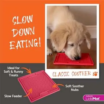 LickiMat Classic Soother Slow Feeder for Dogs Lick Mat Boredom Anxiety Reducer Perfect for Food Treats Yogurt Liquid Food Peanut Butter Fun Alternative to a Slow Feed Dog Bowl, Orange