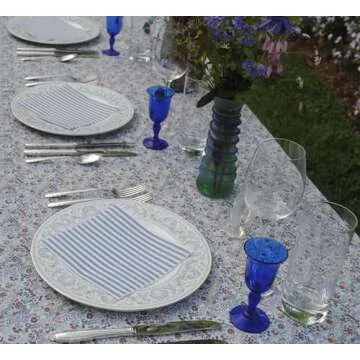 85 Paper Napkins | Linen Feel Disposable Cloth Like Dinner Napkins | blue and white Seersucker Stripes Luxury paper napkin | Guest Hand Towel Dinner Napkins