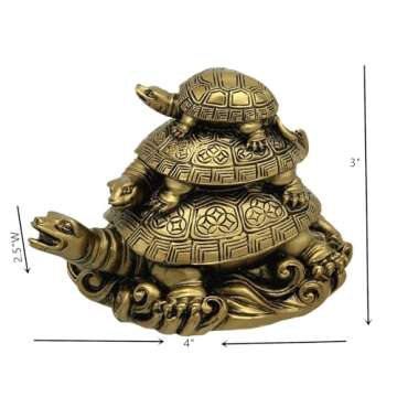 Feng Shui Three TiersTortoise (Three Generations Turtle) Statue Home Decor for Healthy Longevity