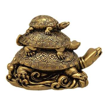Feng Shui Three Tier Tortoise Statue for Longevity Comfort