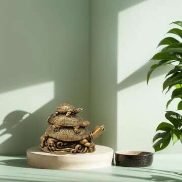 Feng Shui Three Tier Tortoise Statue for Longevity Comfort