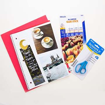 BAZIC Middle High School Kit Supply Box 65 Count for Student 7-12 Grades, Composition Book Compass, Color May Vary, 1-Pack