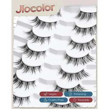 Natural Lashes That Look Like Extensions Strip Lashes Natural Look Thin Band Wispy Eyelashes 13mm Cat Eye False Eyelashes Foxy Eye Lashes 12 mm 7 Pairs S10