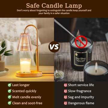 Candle Warmer Lamp with Timer: Electric Candles Wax Warmers Glass Lamps for Jar Candles Burner Adjus...