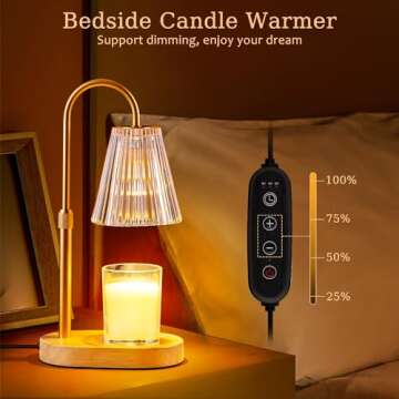 Candle Warmer Lamp with Timer: Electric Candles Wax Warmers Glass Lamps for Jar Candles Burner Adjustable Height and Dimmable Light Modern No Flame Scented Candle Warming Lantern