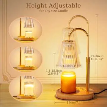 Candle Warmer Lamp with Timer: Electric Candles Wax Warmers Glass Lamps for Jar Candles Burner Adjustable Height and Dimmable Light Modern No Flame Scented Candle Warming Lantern