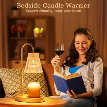 Candle Warmer Lamp with Timer: Electric Candles Wax Warmers Glass Lamps for Jar Candles Burner Adjustable Height and Dimmable Light Modern No Flame Scented Candle Warming Lantern