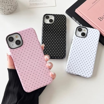 Sayoaho Cute Polka Dot iPhone 14/15 Plus Case for Women