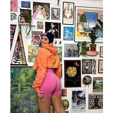 Abonlen Women Scrunch Seamless 2 Piece Workout Shorts High Waisted Yoga Shorts Gym Running Athletic Biker Shorts (Large, Carmine-Blue)