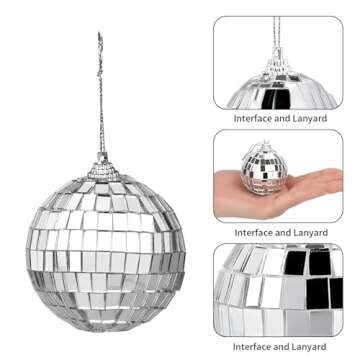 6 Pcs Disco Ball Decoration Hanging Mirror Ornaments bar Party Wedding Christmas Christmas Tree and Music Festivals Decoration 2 inches