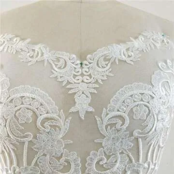 Bridal Dress Lace Applique Shimmery Sequined Embroidery Flower Patch Bodice Lingerie Sewing Motif