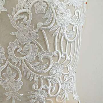 Bridal Dress Lace Applique Shimmery Sequined Embroidery Flower Patch Bodice Lingerie Sewing Motif