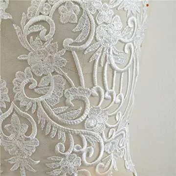 Bridal Dress Lace Applique Shimmery Sequined Embroidery Flower Patch Bodice Lingerie Sewing Motif