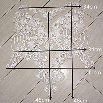 Bridal Dress Lace Applique Shimmery Sequined Embroidery Flower Patch Bodice Lingerie Sewing Motif